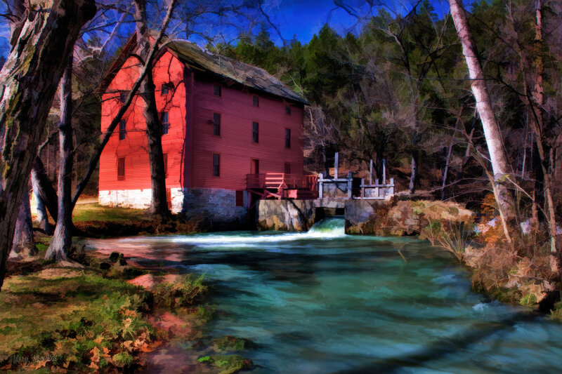Red Mill by a River