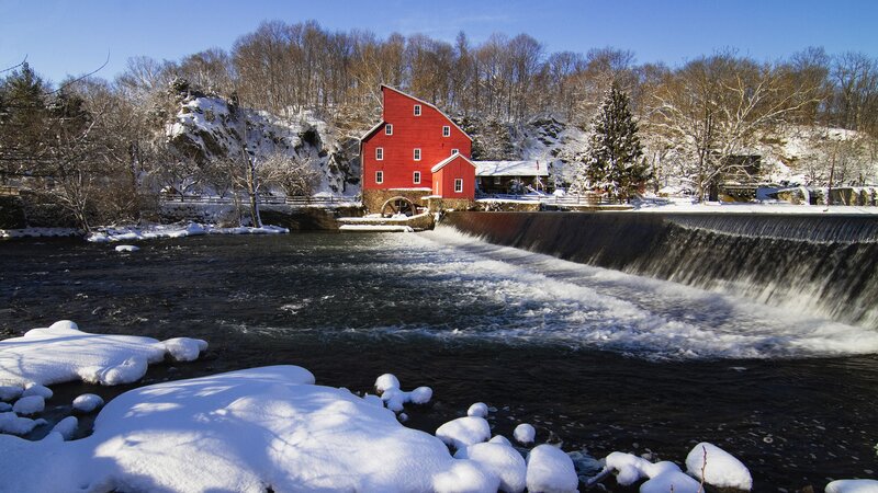 Red mill by snowy river