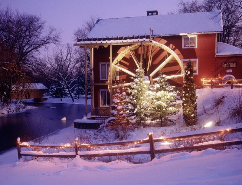 Red Mill with Waterwheel