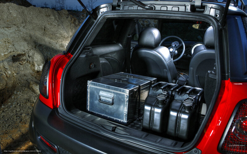 Red mini car trunk with gear