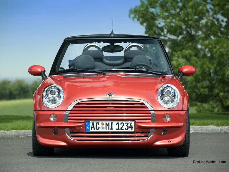 Red MINI convertible front view