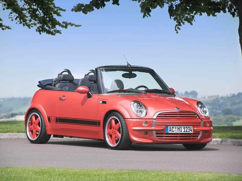 Red MINI convertible on a sunny day