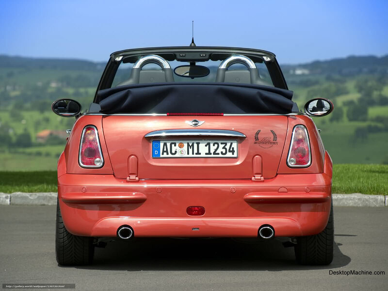 red mini convertible rear view