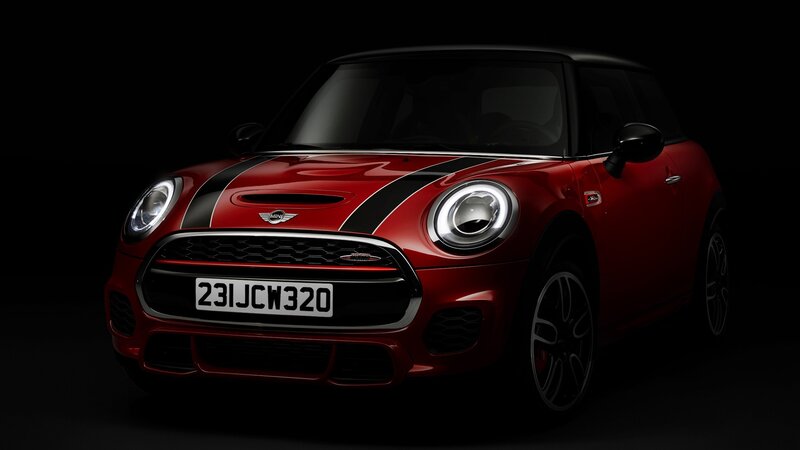 Red Mini Cooper Car — Dramatic, Photograph, Headlights