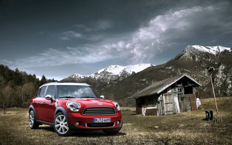 Red Mini Cooper Car — Dramatic, Photograph