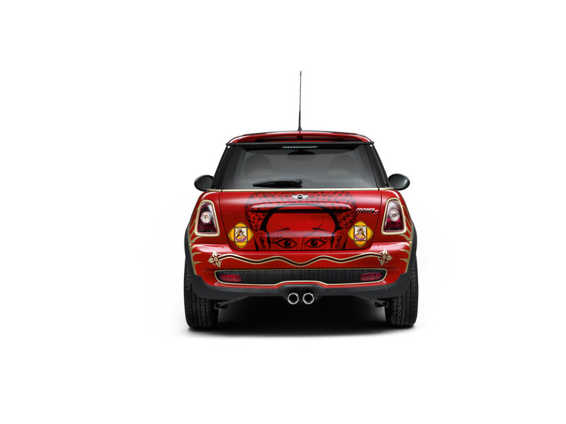Red Mini Cooper Car — Neutral, Photograph, Decal