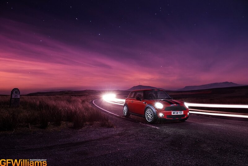 Red Mini Cooper Car — Purple