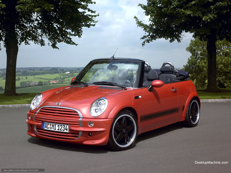 Red Mini Cooper Convertible — Serene, Afternoon, Photograph