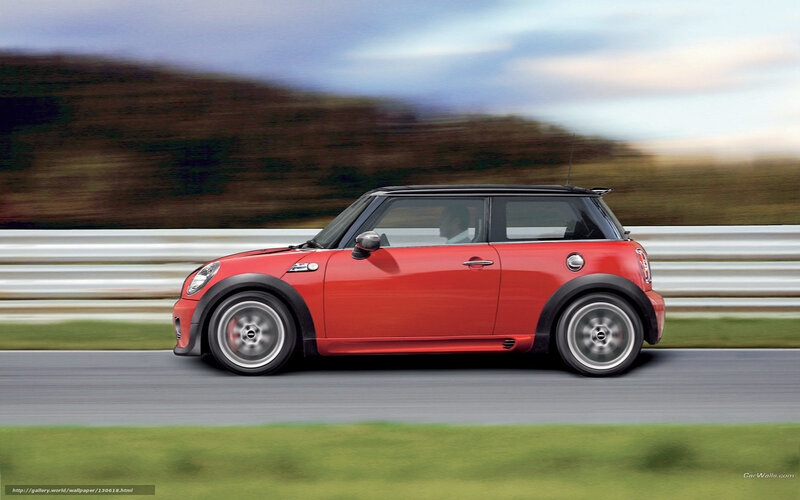red mini cooper in motion