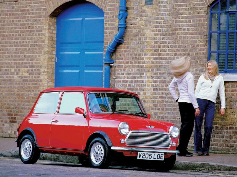 Red Mini Cooper on a city street