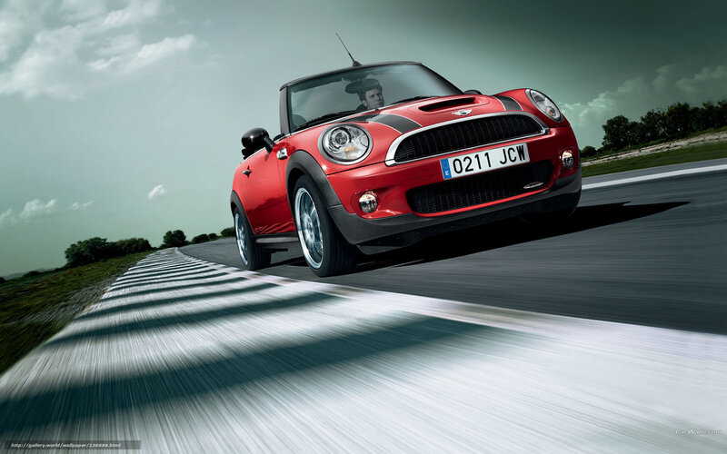 Red MINI Cooper on a racetrack