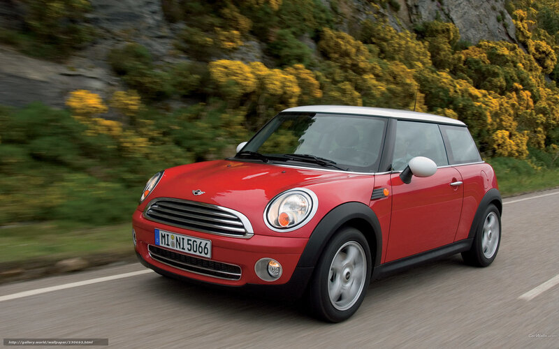 red mini cooper on road