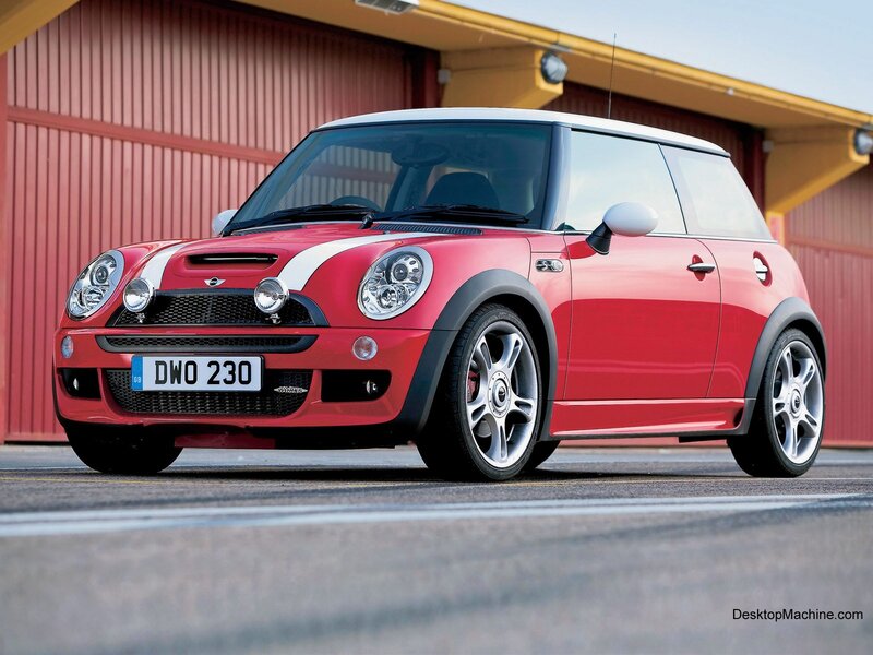 Red Mini Cooper parked outside