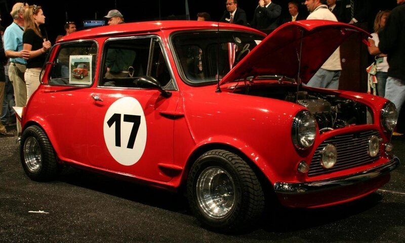 Red Mini Cooper race car