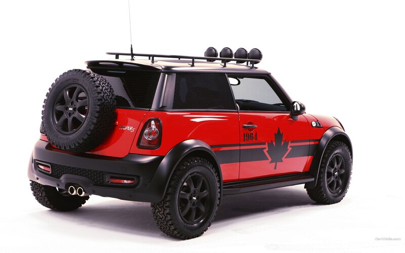 Red Mini Cooper S with Canadian theme