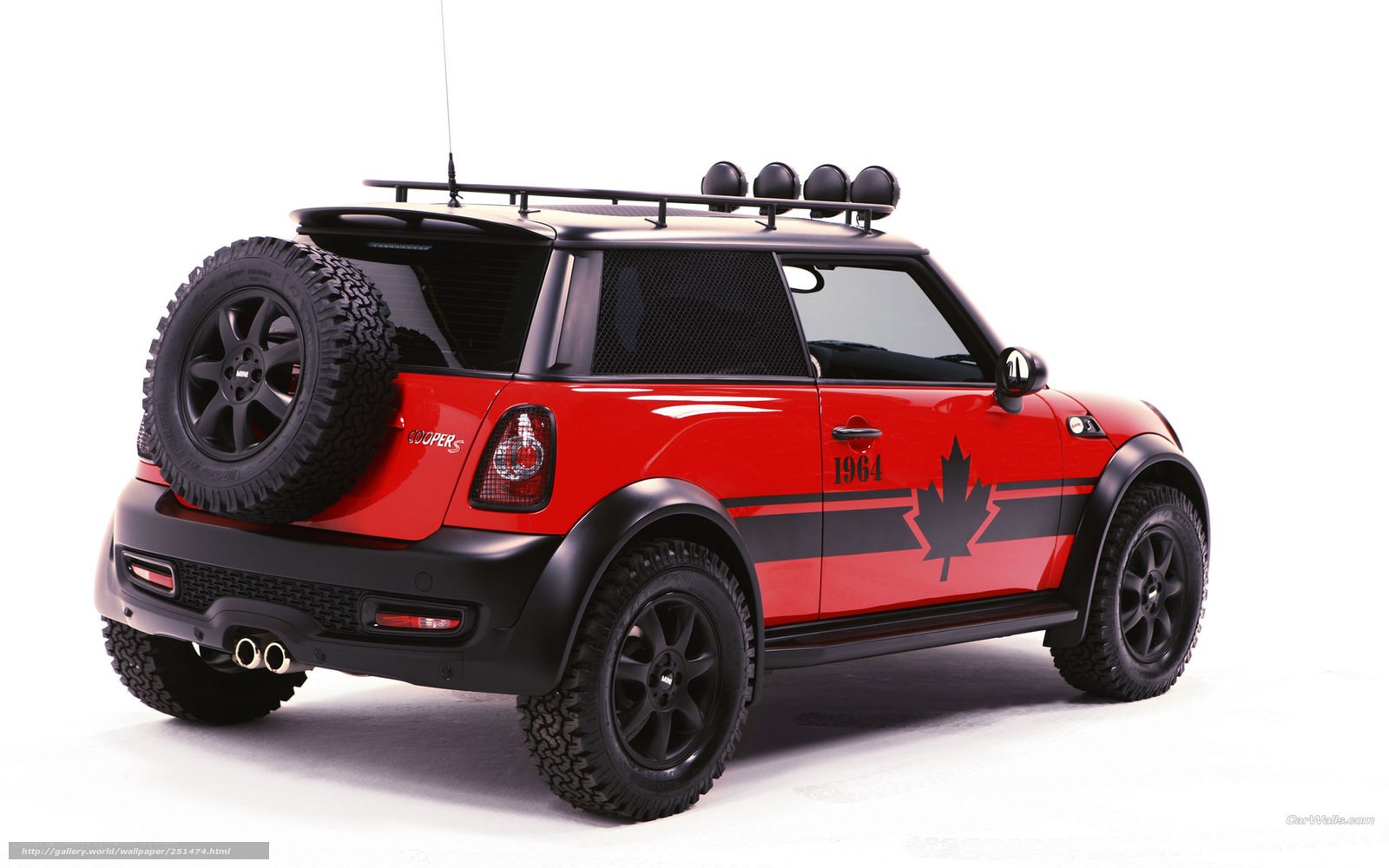 Red MINI Cooper S with Canadian theme