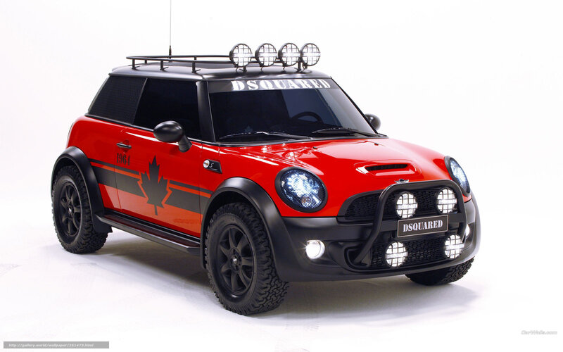 Red Mini Cooper with DSQUARED branding