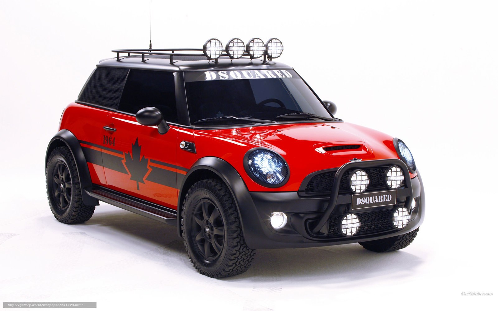 Red Mini Cooper with DSQUARED branding