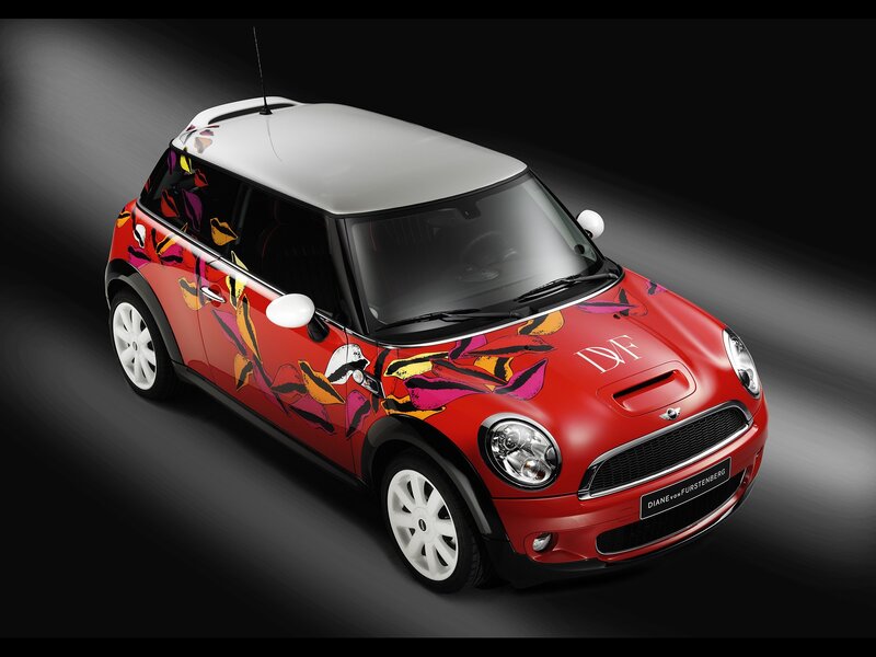 Red Mini Cooper with floral design