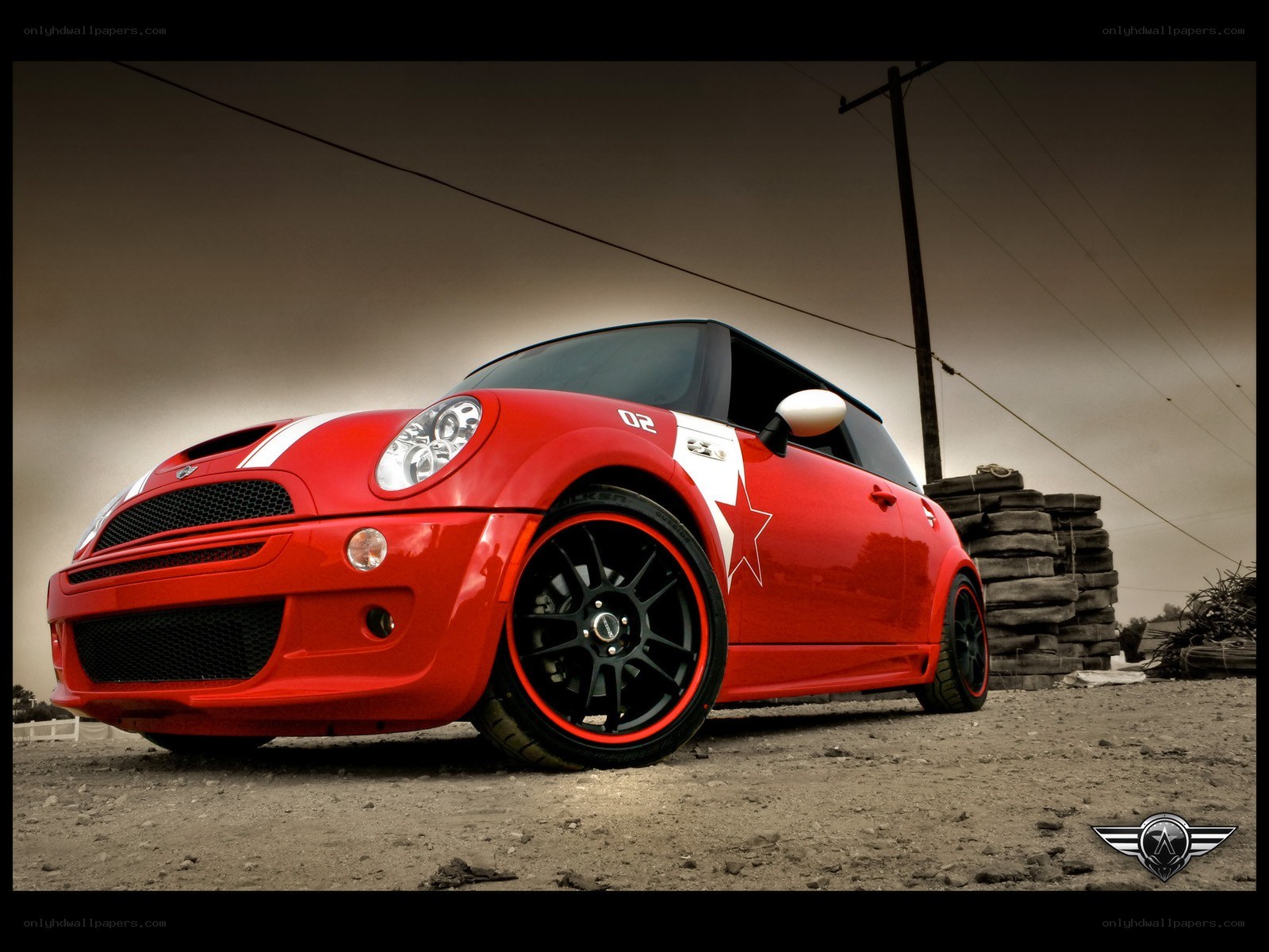 Red Mini Cooper with star decal
