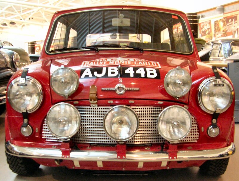 Red Mini rally car