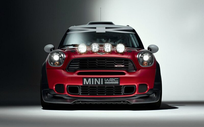 Red Mini Wrc Car — Dramatic, Photograph, Headlights