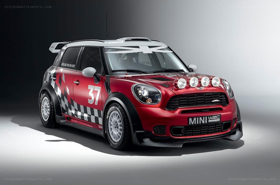 Red MINI WRC rally car