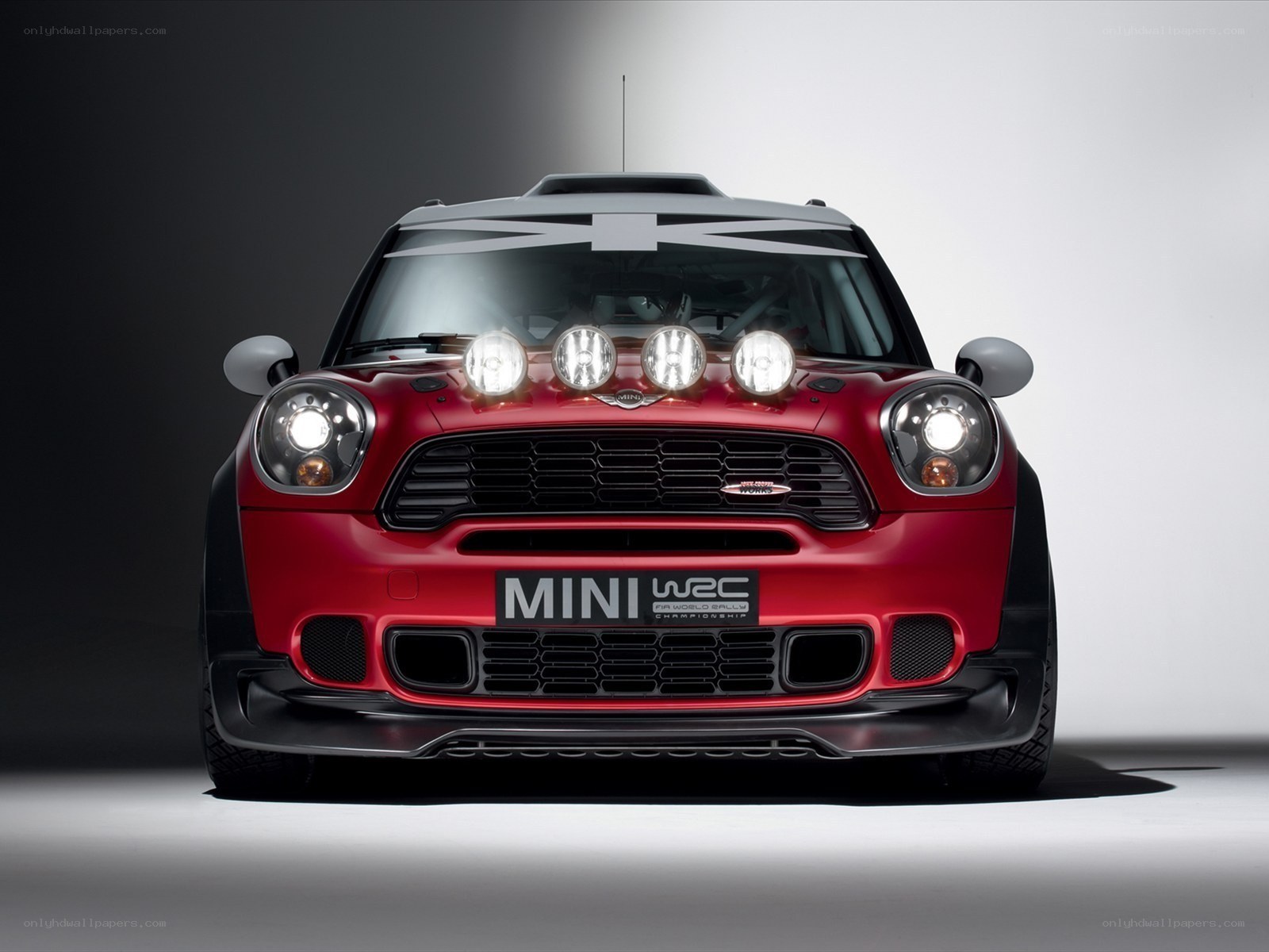 Red MINI WRC rally car