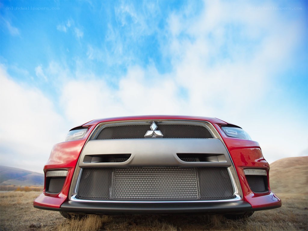 Red Mitsubishi car front view