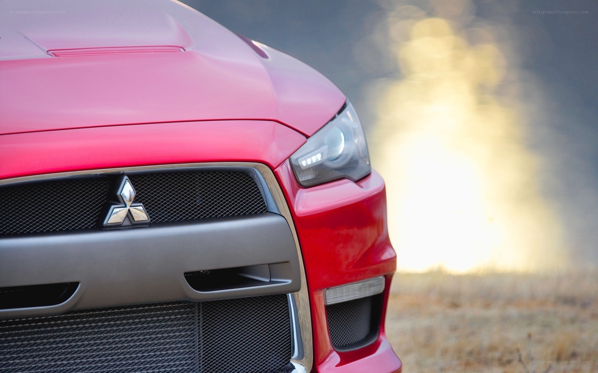 red mitsubishi car front