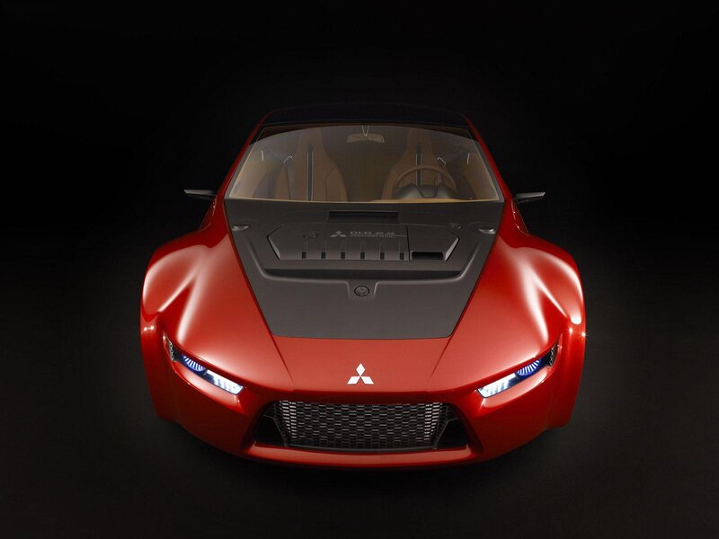 Red Mitsubishi Concept Car — Dramatic, Photograph