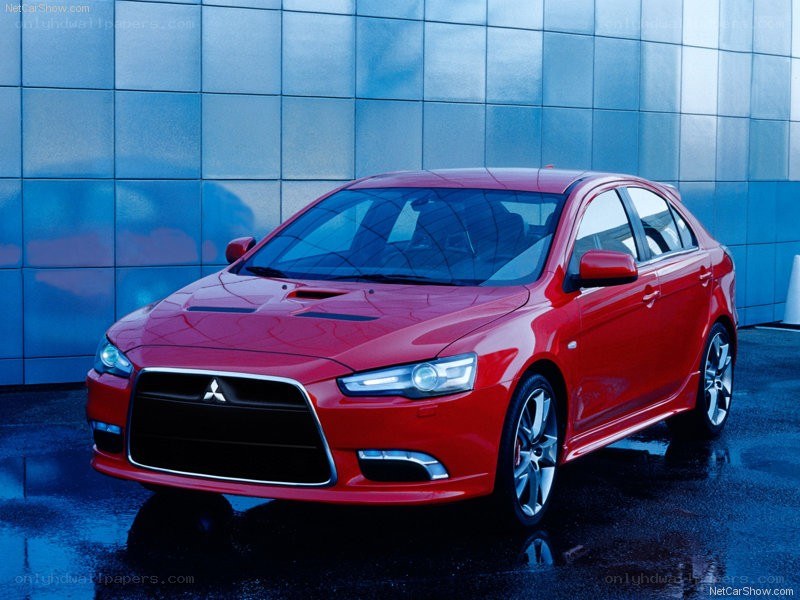 red mitsubishi lancer