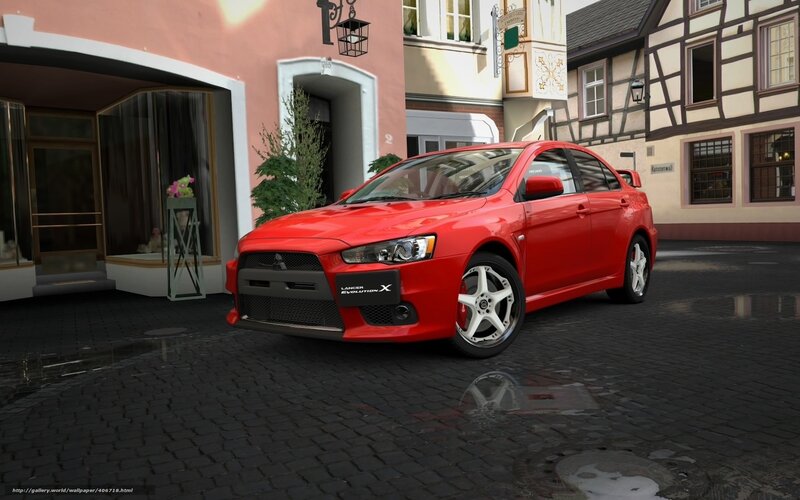 Red Mitsubishi Lancer — Calm, Afternoon