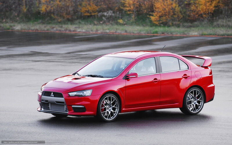Red Mitsubishi Lancer — Calm, Autumn, Photograph