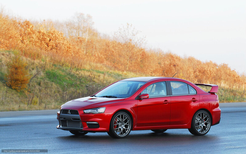 Red Mitsubishi Lancer — Calm, Autumn