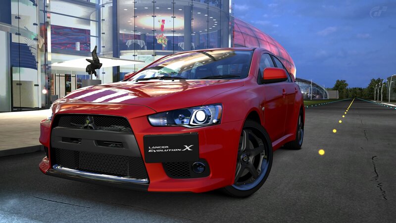 Red Mitsubishi Lancer — Calm, Night