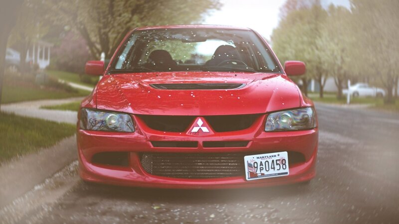Red Mitsubishi Lancer — Calm, Spring