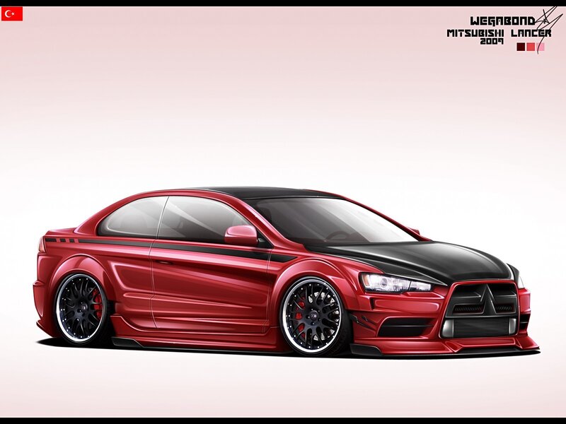 Red Mitsubishi Lancer Concept