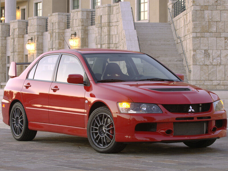 Red Mitsubishi Lancer — Dramatic, Afternoon, Photograph, Car, Building, Stairs
