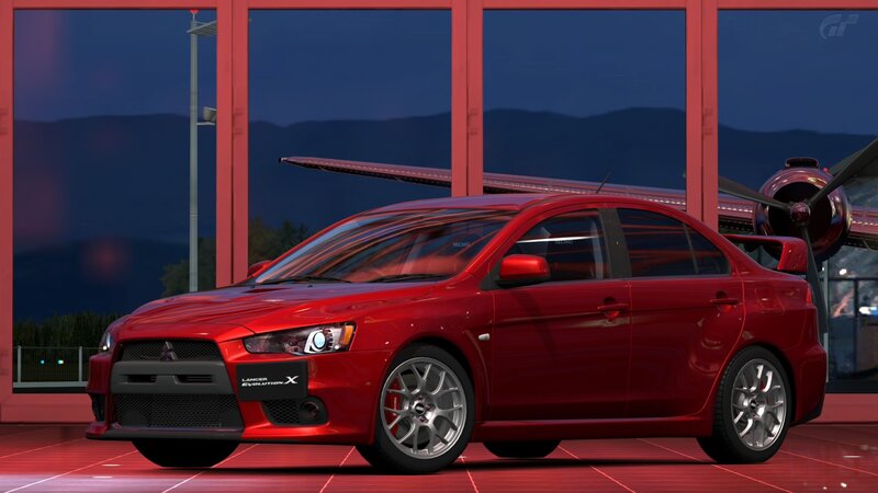 Red Mitsubishi Lancer — Dramatic, Night, 3d Render, Airplane