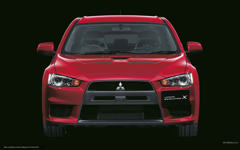Red Mitsubishi Lancer — Dramatic, Photograph, Car, Front Grille