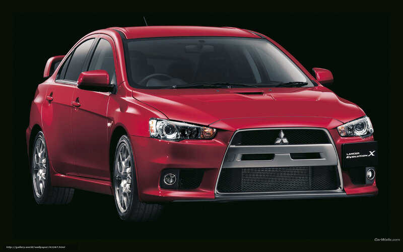 Red Mitsubishi Lancer — Dramatic, Photograph, Car, Grille