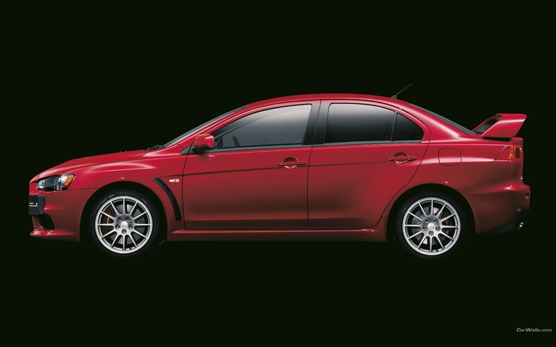 Red Mitsubishi Lancer — Dramatic, Photograph, Car, Wheel