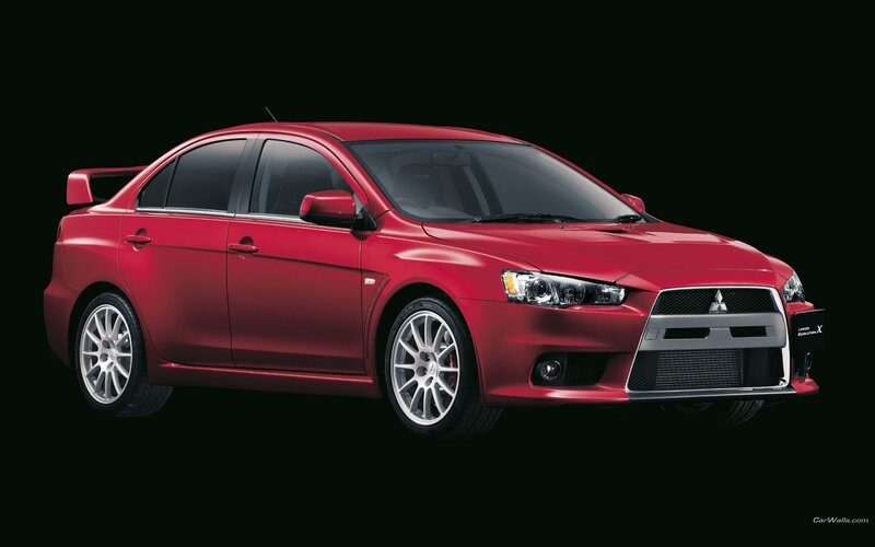 Red Mitsubishi Lancer — Dramatic, Photograph, Car, Wheels