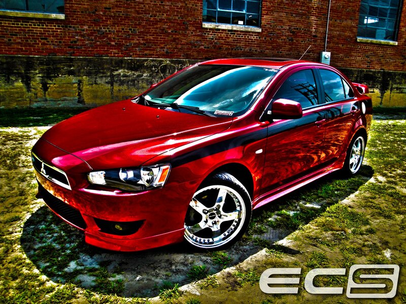 Red Mitsubishi Lancer — Dramatic