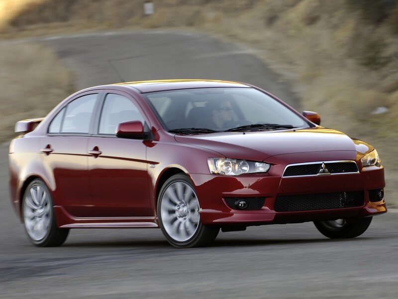 Red Mitsubishi Lancer — Dynamic, Afternoon, Photograph, Car, Driver, Road