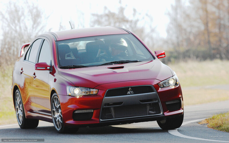 Red Mitsubishi Lancer — Dynamic, Autumn
