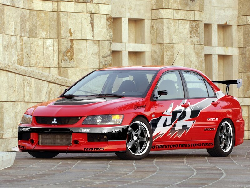 Red Mitsubishi Lancer — Dynamic, Photograph, Car, Tires
