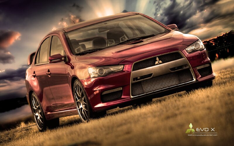 red mitsubishi lancer evo