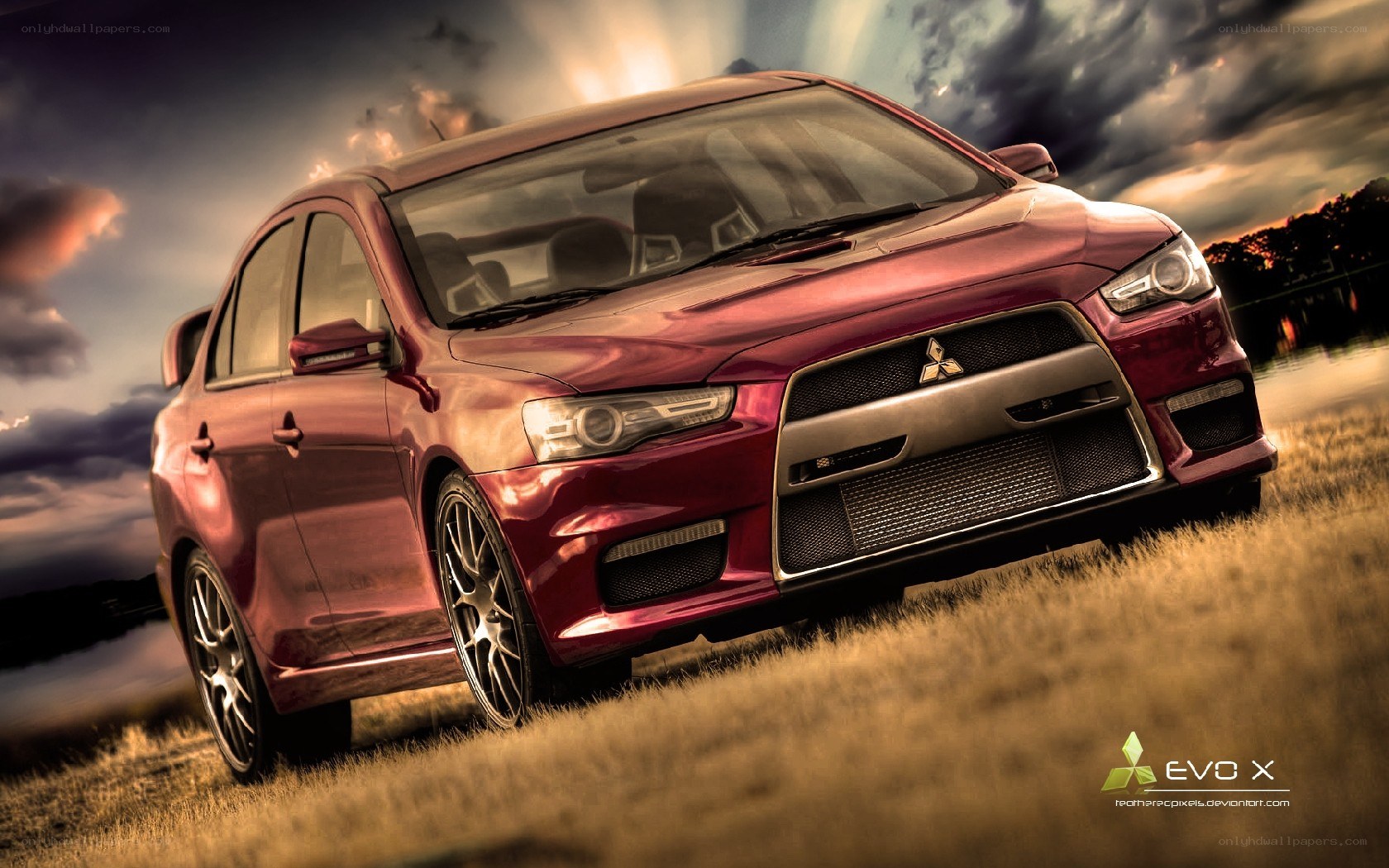 red mitsubishi lancer evo